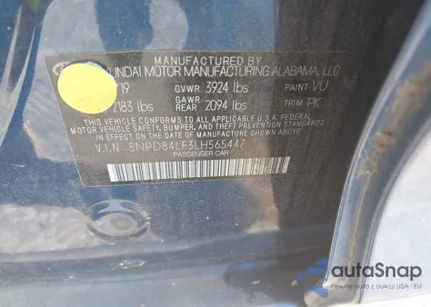 2020 Hyundai Elantra Sel from USA, damaged, VIN 5NPD84LF3LH565447